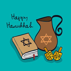 happy hanukkah celebration icons design