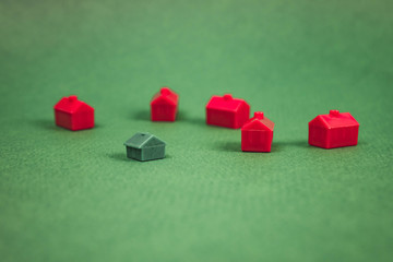a lot of houses, red and green