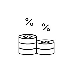 coins, money, discount line icon. Elements of black friday and sales icon. Premium quality graphic design icon. Can be used for web, logo, mobile app, UI, UX