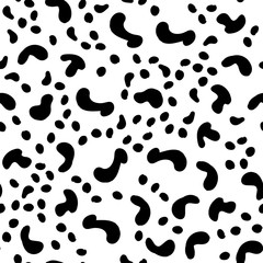 Vector Seamless pattern. Black and White Organic Shapes. Messy Spots Texture.