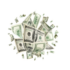 Fototapeta premium Hundred dollar bill. Falling money isolated background. American