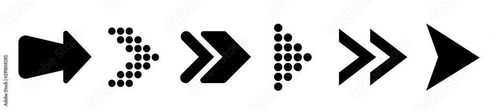 Poster set of black vector arrows. arrows flat style - stock vector.