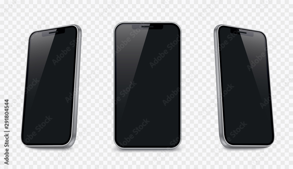 Wall mural realistic smartphone mockup. 3d vector blank mobile device - stock vector.