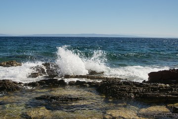waves crashing on the beach