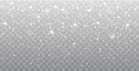 Seamless realistic falling snow or snowflakes. Isolated on transparent background - stock vector.