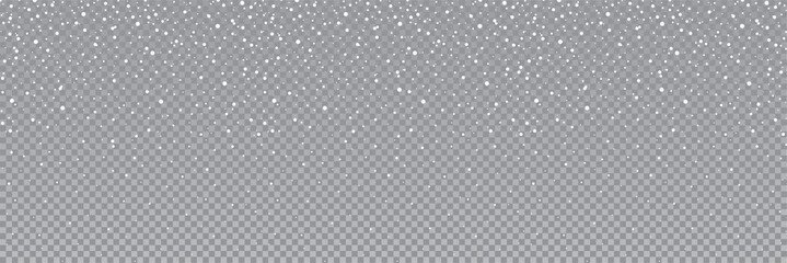 Seamless falling snow or snowflakes. Isolated on transparent background - stock vector.