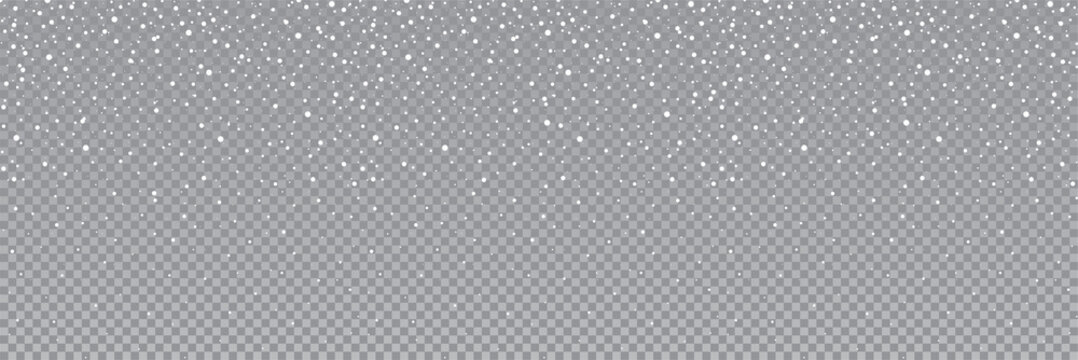 Seamless falling snow or snowflakes. Isolated on transparent background - stock vector.