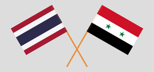 Thailand and Syria. Crossed Thai and Syrian flags