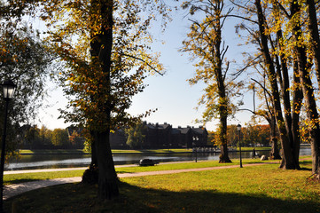 Autumn landscape of the city Park of Kaliningrad, Russian Federation.