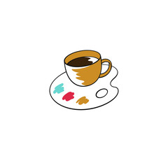 Art cafe logo design isolated vector coffee