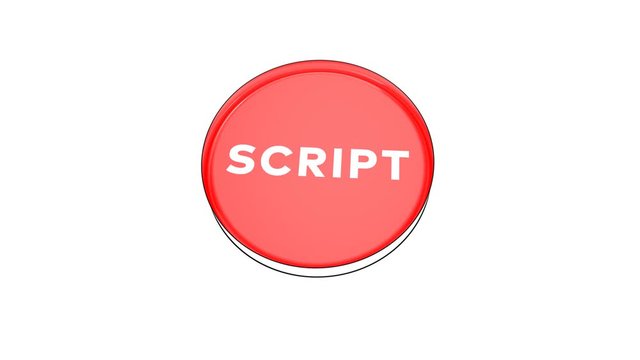 pushing big red button with word Script.