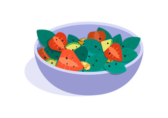 Fruits salad. flat Vector illustration. Concept of healthy eating