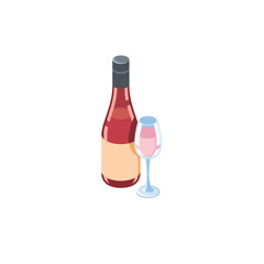 Wine glass vector 3d isometric, color web icons set, new flat style. Creative illustration design, idea for infographics.