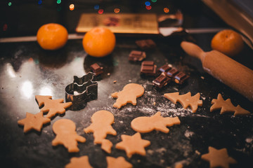 Christmas cookies in making close up. 