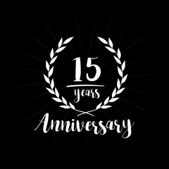 15 years anniversary celebration logo. Fifteen years celebrating watercolor design template. Vector and illustration.
