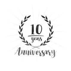10 years anniversary celebration logo. Ten years celebrating watercolor design template. Vector and illustration.