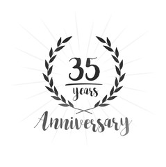 35 years anniversary celebration logo. Thirty-five years celebrating watercolor design template. Vector and illustration.