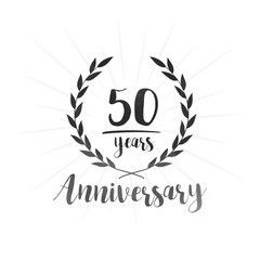 50 years anniversary celebration logo. Fifty years celebrating watercolor design template. Vector and illustration.