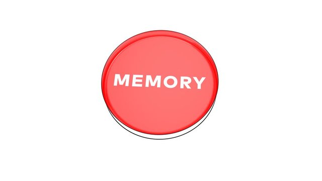 pushing big red button with word Memory.