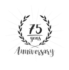 75 years anniversary celebration logo. Seventy-five years celebrating watercolor design template. Vector and illustration.