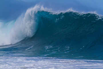 Giant surfing wave in Hawaii