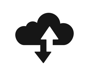 Cloud arrow vector icon isolated on white background. Cloud service database. Cloud technology. Web hosting concept. Cloud computing design.