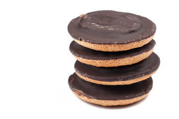Fototapeta na wymiar Chocolate cookies isolated on white background.Copy space