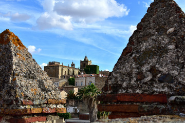 view of the medieval city between the battlements