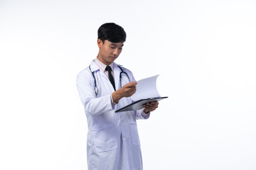 smart doctor portrait on white background  medicine concept