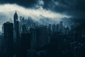 Fototapeta premium niebieski filtr nocnego światła miasta