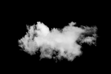 Sky and clouds isolated on black background, Single cloud black and white image