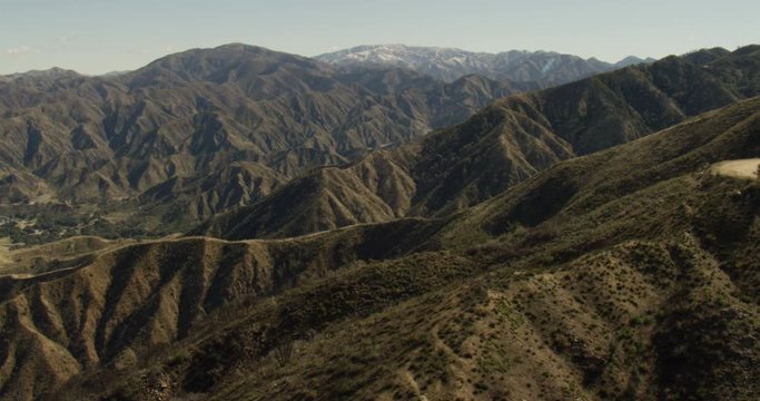 Aerial shot, day, beautiful expose on southern california mountain range, drone