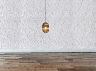 empty room interior decoration wooden floor, stone wall concept. decorative background for home, office and hotel. 3D illustration