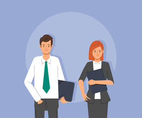 Businessman and Businesswoman character in office job.