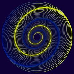 Vector colored spiral. Twisted abstract wireframe tunnel.