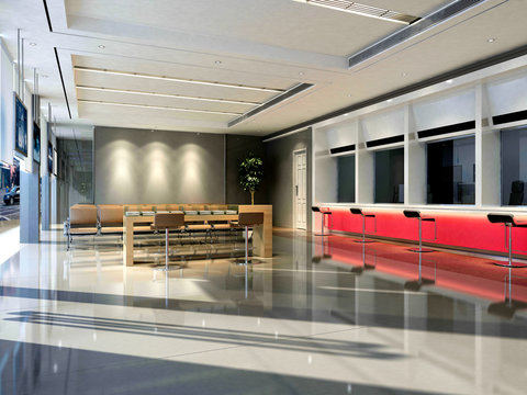3d render of bank interior