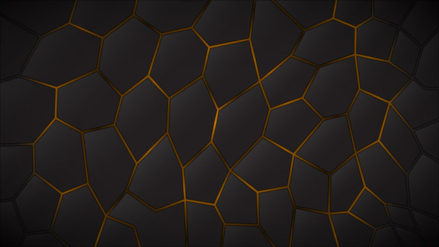 Abstract dark background of polygons in yellow colors © Aleksei Solovev