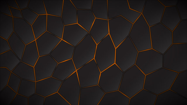 Abstract dark background of polygons in yellow colors © Aleksei Solovev