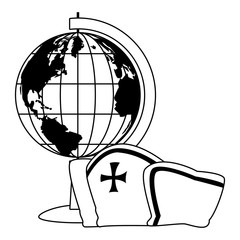 retro world map and marine hat navigation