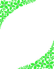 frame template with sketch of small green leaves and white background