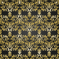 Classic seamless black and golden vector pattern. Damask orient ornament. Classic vintage background. Orient ornament for fabric, wallpaper and packaging
