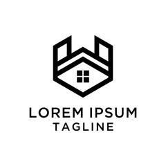 initial letter W Real Estate logo template