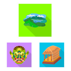 Isolated object of travel and tourism logo. Set of travel and island stock vector illustration.