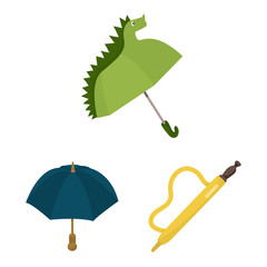 Isolated object of umbrella and rain symbol. Set of umbrella and weather stock vector illustration.