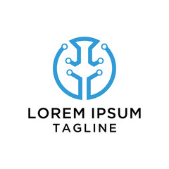 Round Tech Logo Design Template