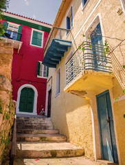 Traditional cozy greek street in city Nafplio, Greece