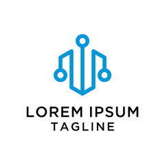 Initial Letter W tech Logo Template