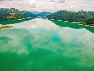 Aerial view on Zlatar lake in Serbia in summer