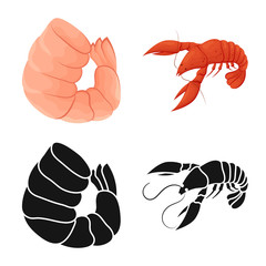 Obraz premium Isolated object of appetizer and ocean symbol. Set of appetizer and delicacy stock vector illustration.
