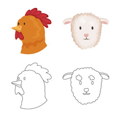 Isolated object of agriculture and breeding sign. Set of agriculture and organic stock vector illustration.